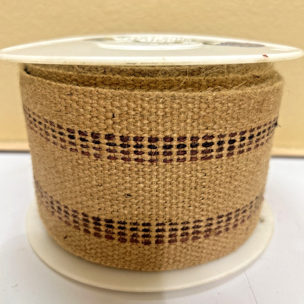 Wrights 100% Jute 3.5in/15 Yd Trim Upholstery‎ Webbing with Highlight Stripes